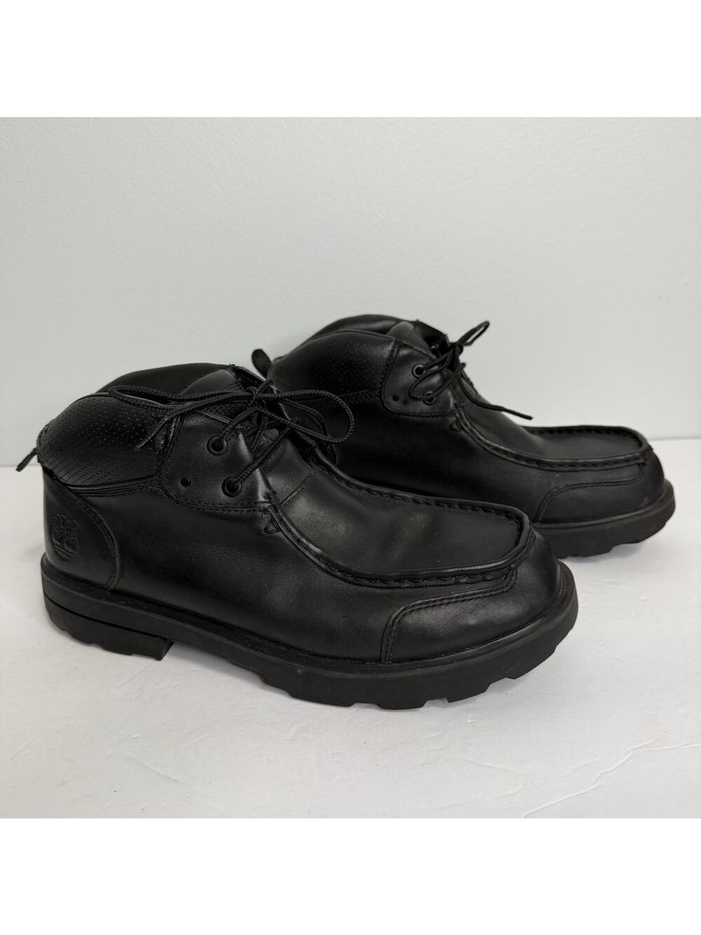TIMBERLAND 36551 MEN'S BLACK LEATHER CHUKKA 2 EYELET ANKLE MOETOE BOOTS 10.5